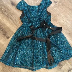 Teal sequence party dress